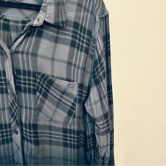 Rails Hunter Charcoal Dip Dye Ombre plaid button front shirt size large - Picture 4 of 10